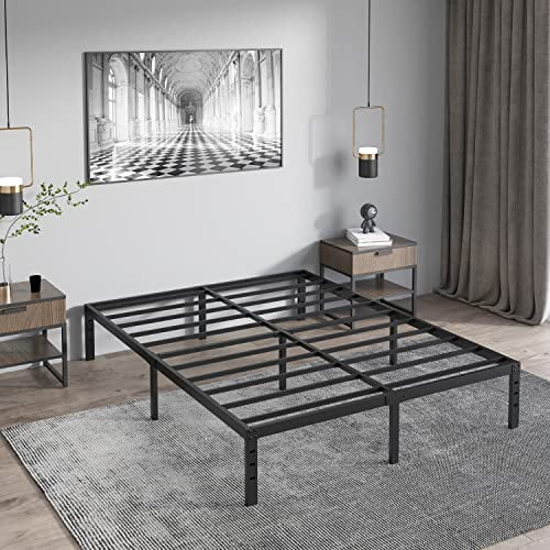 COMASACH King Bed Frame Heavy Duty,14" Black Metal Platform Bed Frame,Sturdy Steel Frame,Support up to 3500lbs,No Box Spring Needed,Noise-Free,Easy Assembly
