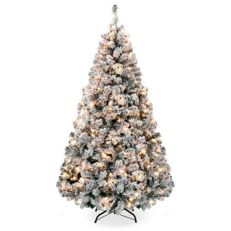 - Best Choice Products 9ft Premium Pre-Lit Snow Flocked Hinged Artificial Christmas Pine Tree Festive Holiday Decor w/ 900 Warm White Lights