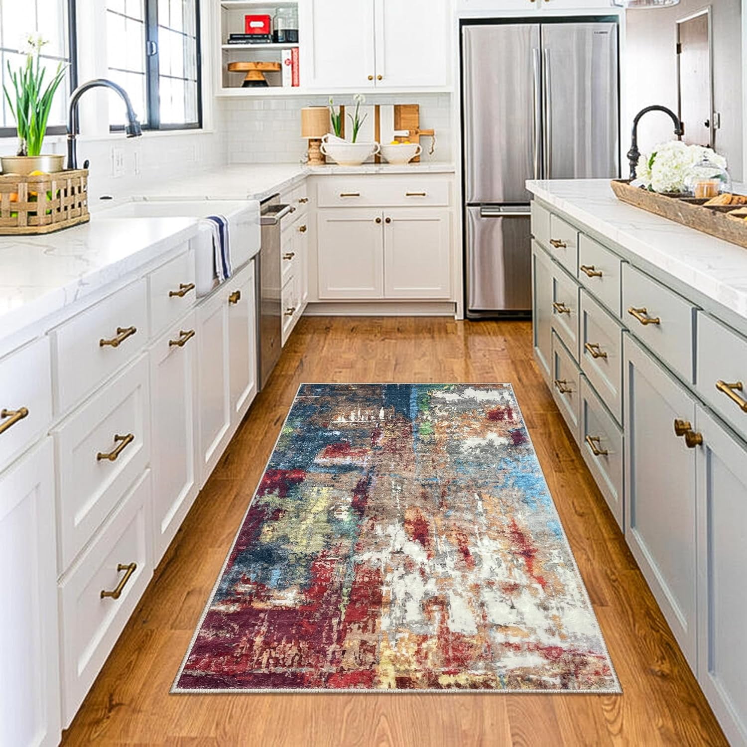 Boho Entryway Rug - Small Throw Kitchen Area Rugs For Bedroom - Non-slip  Low-pile Kitchen Mats Persian Indoor Doormat - Carpet For Entrance Bathroom  Laundry Living Room - Temu