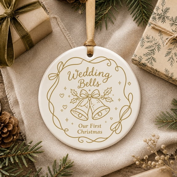 Christmas Ornament Wedding Bells Hanging Keepsake for First Christmas Newlyweds