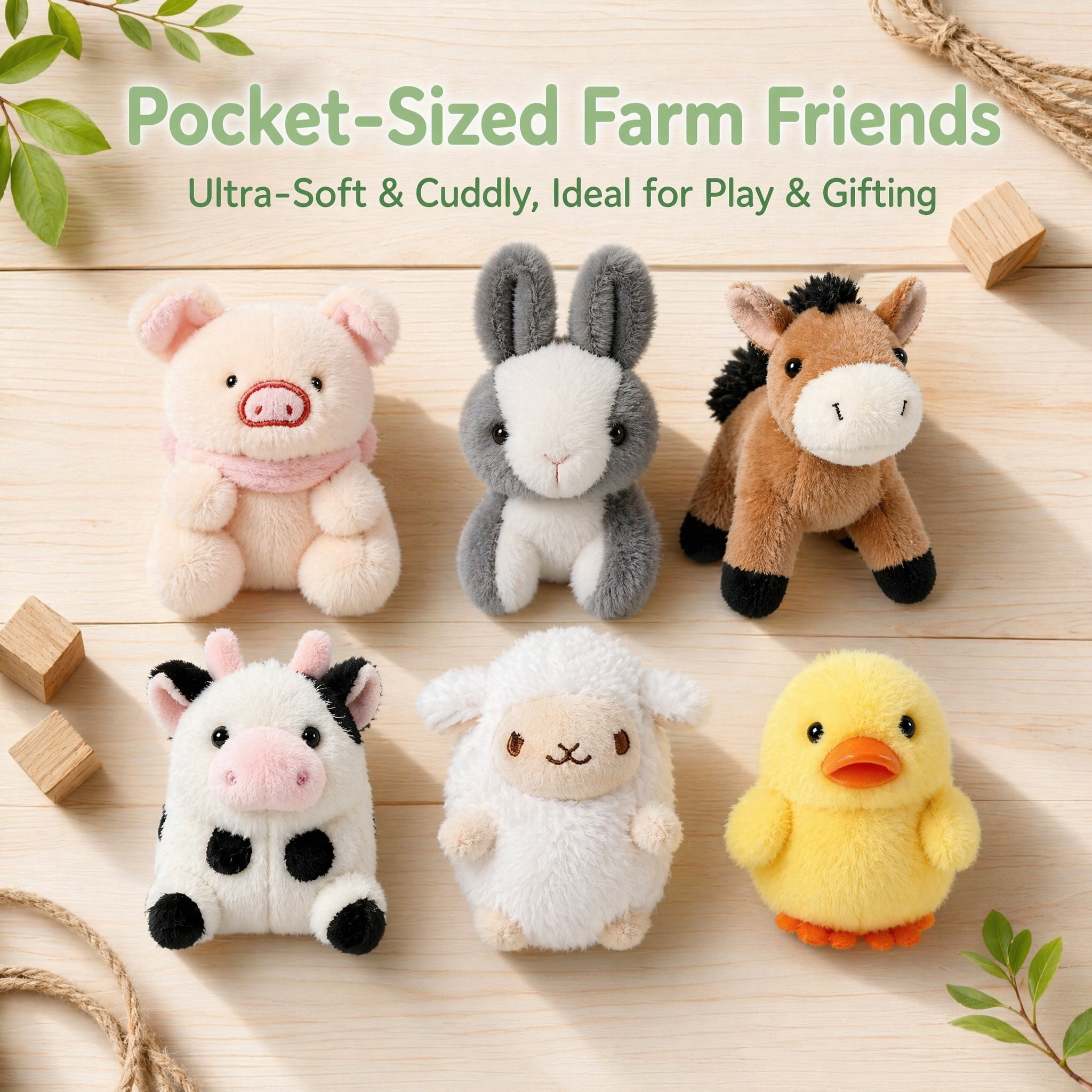 12pcs Farm Animal Toy, Cute Plush Lamb, Chick, Piglet, Cow, Perfect for Animal Themed Party, Student Achievement Award, Ideal Christmas and Halloween Birthday Gift