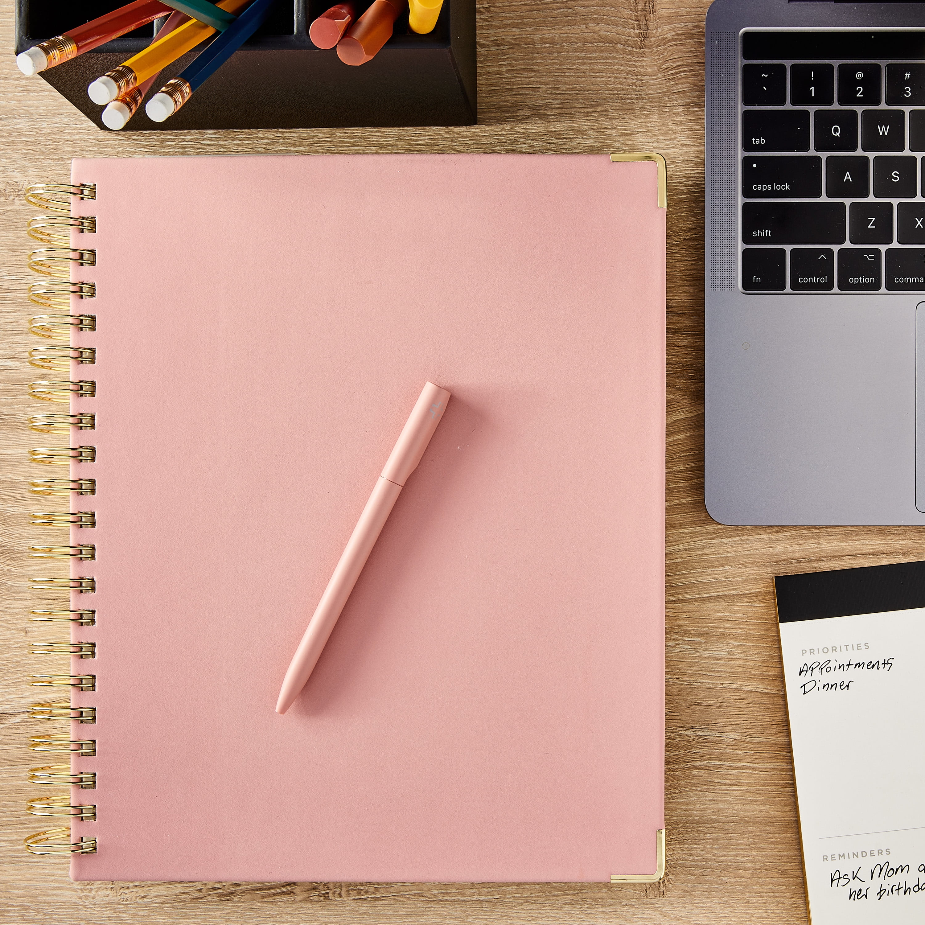 Pen+Gear Monthly, Weekly Large (9" x11") Peach Glaze 12 Month Undated, Planner Simulated Suede Planner