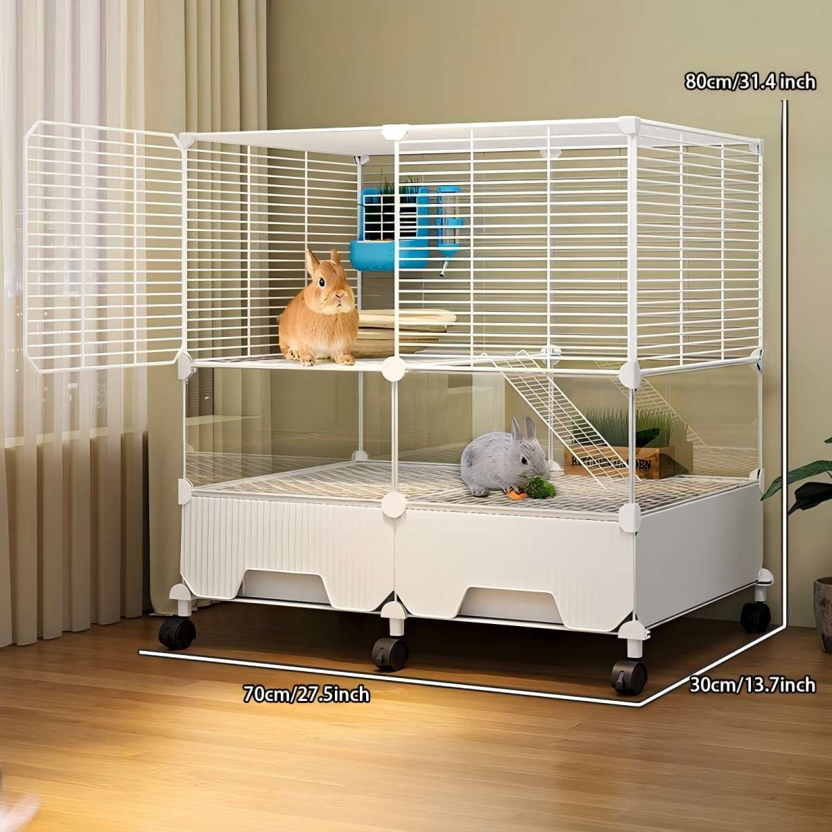 Aqwiopr Indoor Rabbit Cage with Anti-Spray Design, Anti