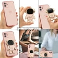 thumbnail image 6 of for iPhone 11 Case Cute 6D Astronaut Case with Stand Function Luxury Plating Case Cover Slim Fit Soft TPU Shockproof Bumper Protective Electroplated Case for Girls Boys,6.1 inch,Pink, 6 of 6