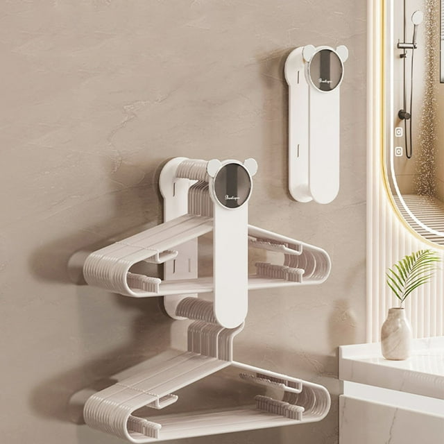 Ovzne Suction Cup Double Layer Hanger Storage Device Punch Free Home Balcony Retractable Hanger Organizer Wall Mounted Clothes Drying Support On Clearance