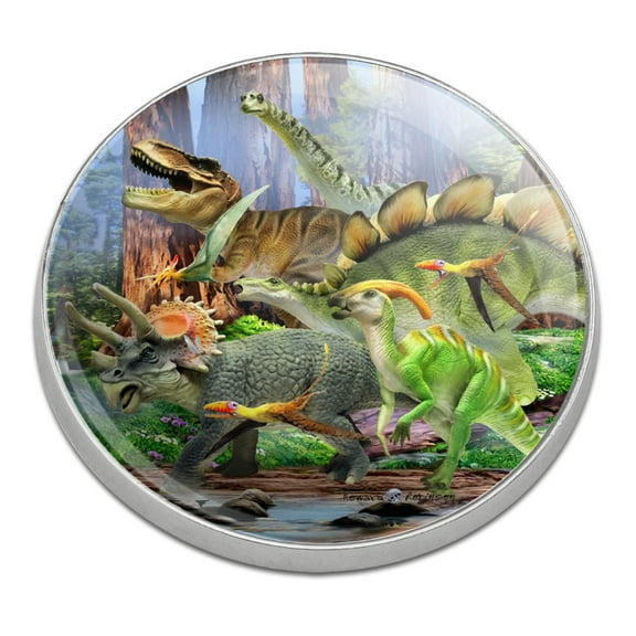 Triceratops T-Rex Stegosaurus Jurassic Dinosaurs Golfing Premium Metal Golf Ball Marker