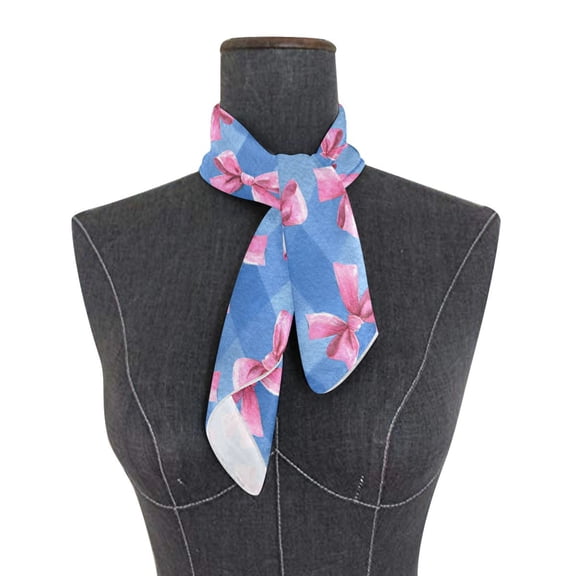 Square Scarf 24x24 Inch Cute Pink Bows Silky Satin Sun Protection Neck Scarf for Women Multi-Purpose Head Wrap Bandana for Hair Bag Decoration