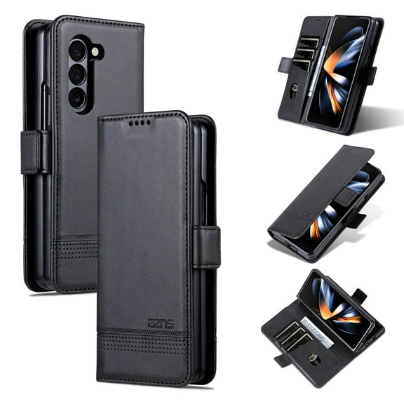 for Samsung Galaxy Z Fold 6 Case, Shockproof PU Leather Magnetic Full Body Stand Flip Wallet Case Cover with Card Holder Phone Case