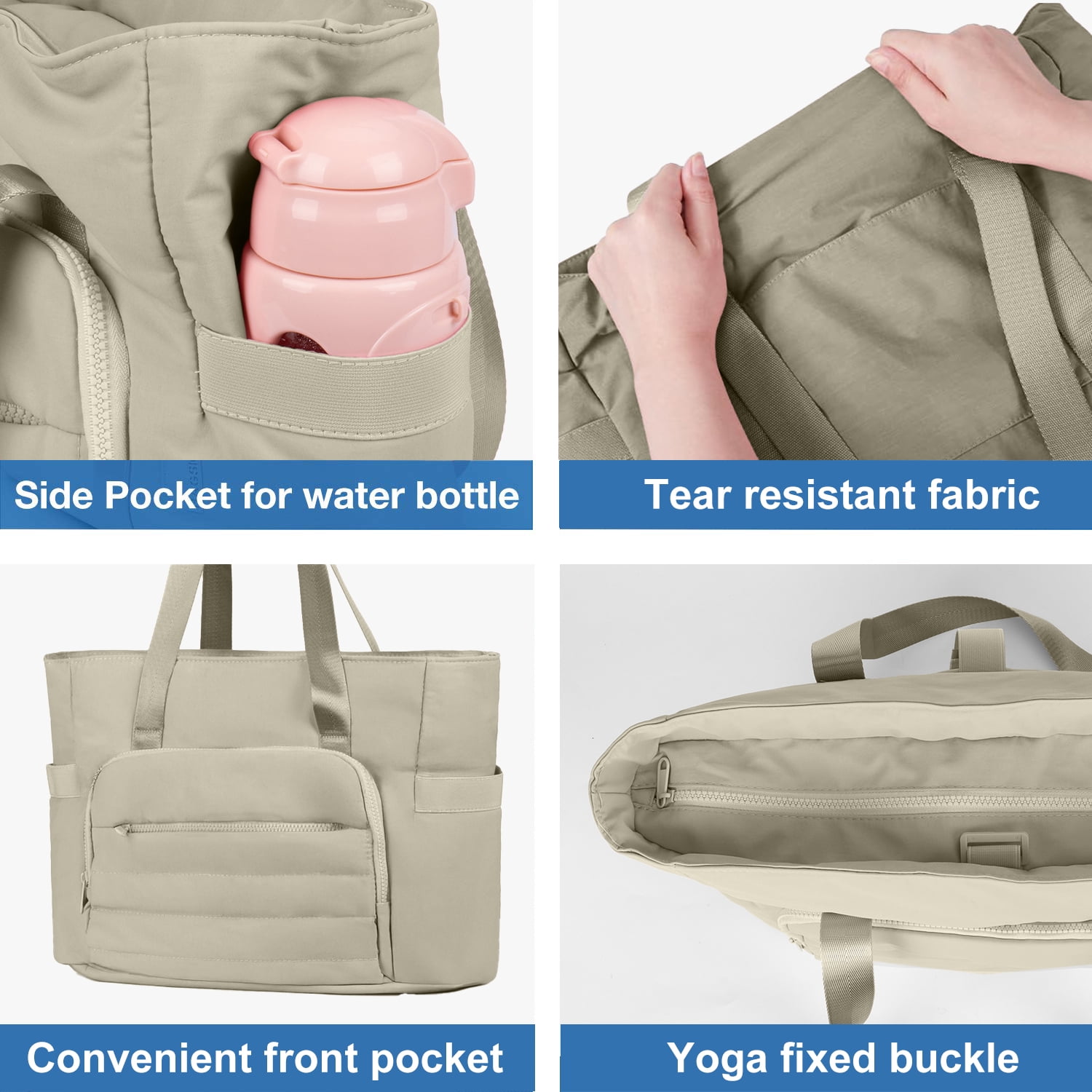 Gynky Tote Bag for Women, Gym Bag Multi-Pocket Lightweight Duffel Bags Puffy Yoga Mat Bag with Compartments, Quilted Large Nurse Shoulder Handbag Yoga Bag Travel Duffle for Work Dance Sports