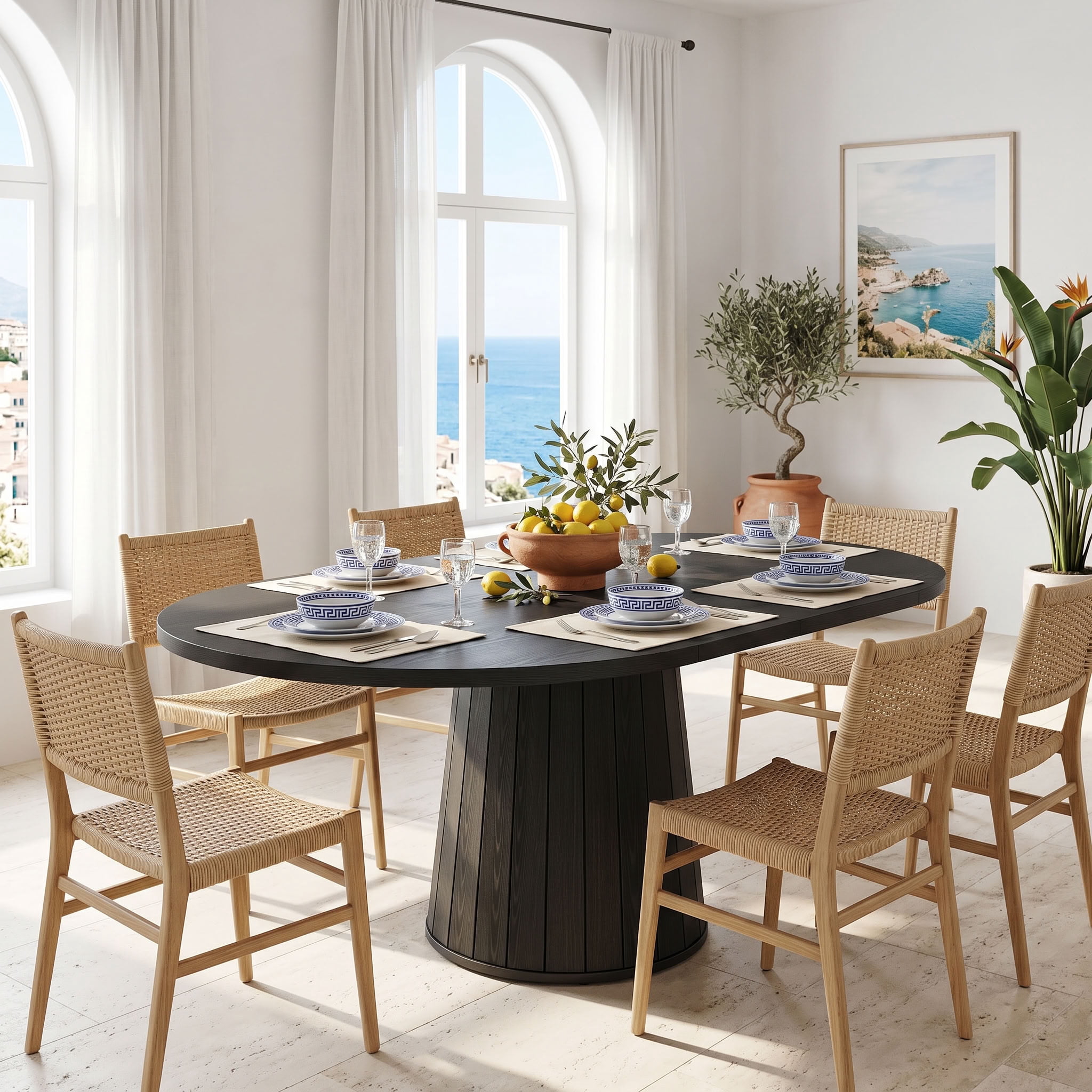 Dovelina 55" Oval Dining Table for 6, Modern Wood Multi-Purpose Dinner Table for Home, Small Apartment, Kitchen