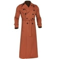 thumbnail image 3 of HaHaHappy Mens Trench Coat Double Breasted Long Jacket Casual Windbreaker Notched Lapel Belted Overcoat Orange L, 3 of 8