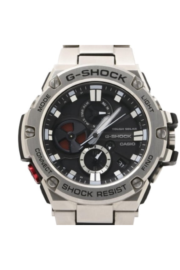 Pre-Owned CASIO G-SHOCK G-STEEL GST-B100 Series GST-B100D-1AJF Black Silver Resin/Stainless...