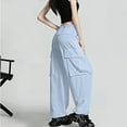 thumbnail image 2 of Kmdttou Cargo Pants Women Baggy Plus Size Solid Color Fashion Casual Loose Broad Leg Full Length Pants, 2 of 7