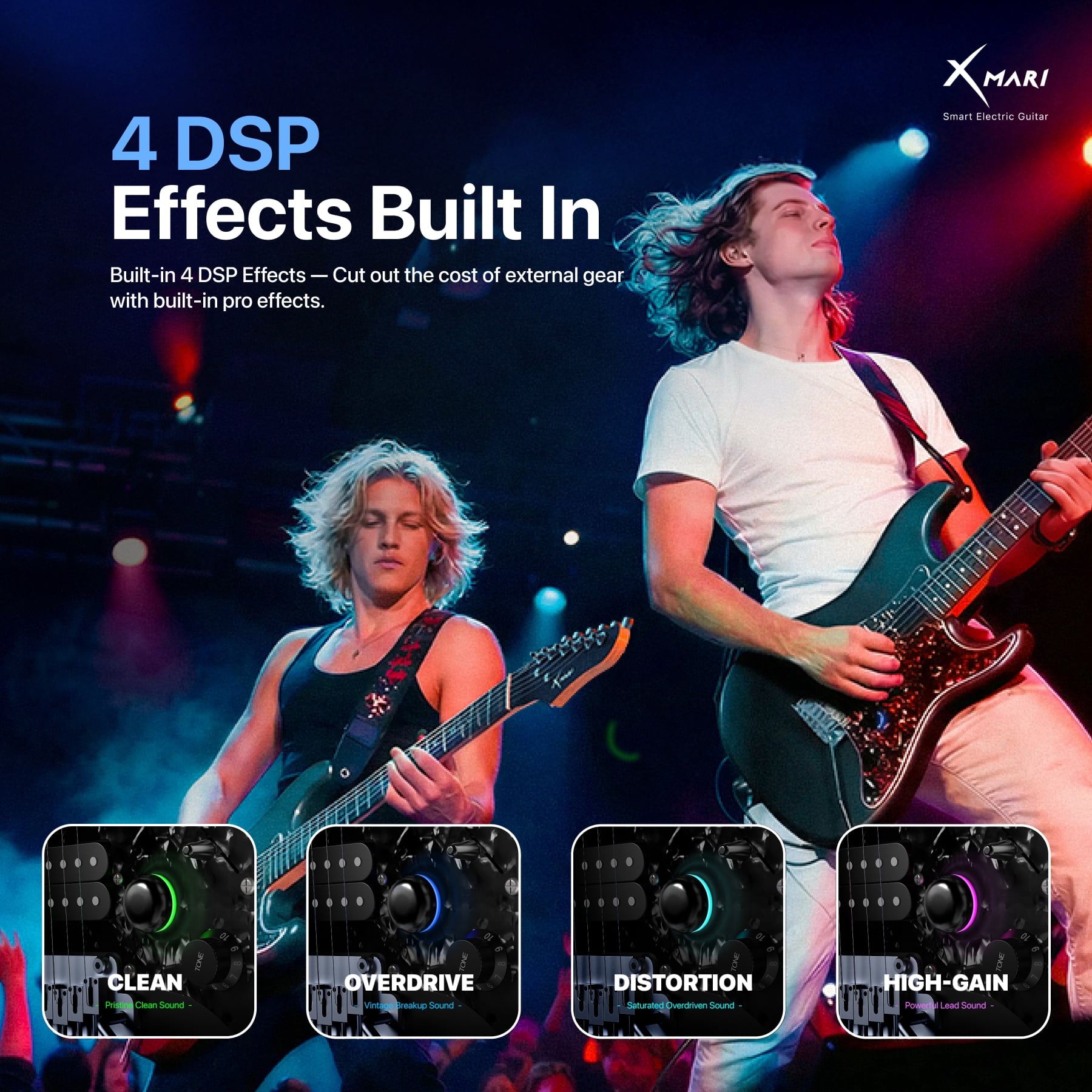Enya Music Electric Guitar XMARI S-Style Smart Built-In DSP Effects Carbon Fiber Body