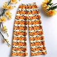 thumbnail image 4 of Womens Halloween Pjs Halloween Pumpkin Ghost Print Flannel Pajama Pants Elastic Waist Drawstring Wide Leg Sleep Wear, 4 of 4