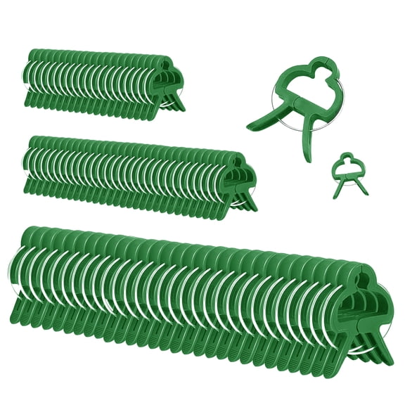 LANDLIT 80 PCS Reusable Garden Plant Support Clips, Loop Gripper Stem Clamps for Climbing Plants, Vines, Tomato, Cucumber, Flower, 2 Sizes Green Plant Fixing Clips