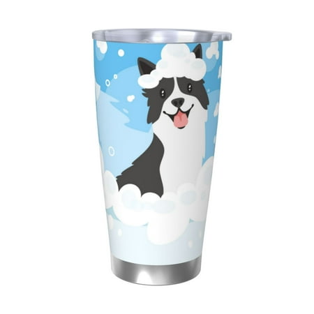

Zeuib Collie in Bathtub Printed 20oz Stainless Steel Insulated Car Cup Stainless Steel Thermal Cup Vacuum Insulated Leak-proof Travel Mug Cup-Without Straw