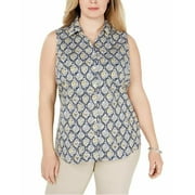 CHARTER CLUB $54 Womens New Yellow Floral Printed Button Up Top 10P Petites B+B