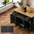 thumbnail image 6 of 54" Large Kitchen Island On Wheels with Rubber Wood Drop Leaf, Rolling Island Cart on 4 Wheels with 4 Doors and 3 Drawers, Kitchen Island with Storage, Black, 6 of 11