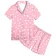 thumbnail image 5 of Odeerbi 2-12 Años Niños Niñas Pijama de Verano de Satén Con Solapa de Muesca Camisas de Manga Corta Conjunto de Shorts Suave Estampado de Estrellas Ropa de Dormir, 5 of 5
