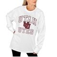 thumbnail image 3 of Women's Gameday Couture White Utah Utes Mind Games Oversized Long Sleeve T-Shirt, 3 of 5