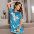 thumbnail image 6 of Salouo Heart Shaped Cloud Print Short Sleeve Sleepshirt for Womens Comfy Nightgown Scoopneck Cute Nightdress Ruffle -Small, 6 of 7