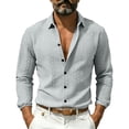 thumbnail image 4 of Aimik Men's Textured Knit Button Down Shirt Slim Fit Long Sleeve Turndown Collar Casual Shirt for Smart Casual Outfits, 4 of 6