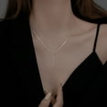 thumbnail image 4 of Collar minimalista con borlas largas y cuentas para mujer, estilo escotado, sexy, frío, cadena de clavícula, diseño de nicho de lujo ligero, 4 of 6