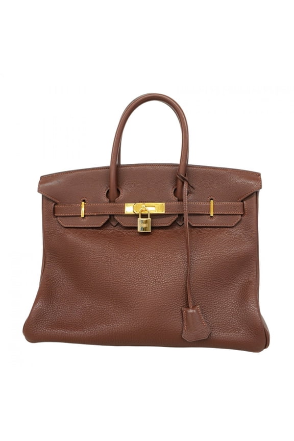 Pre-Owned Hermes Herms Birkin 35 Togo Noisette Handbag (B Stamp) for Women (Good)