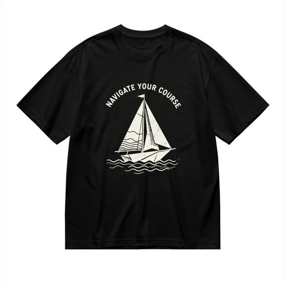 Navigate Your Course, Sailboat Silhouette Print, Vintage T Shirt, Cotton T-Shirt for Men, 23554198,S