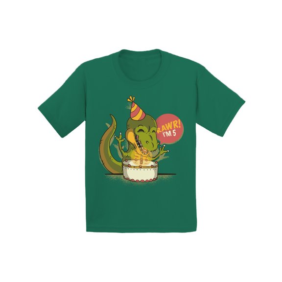 Awkward Styles 5th Birthday T-Shirt I'm Five Dinosaur Toddler Shirt