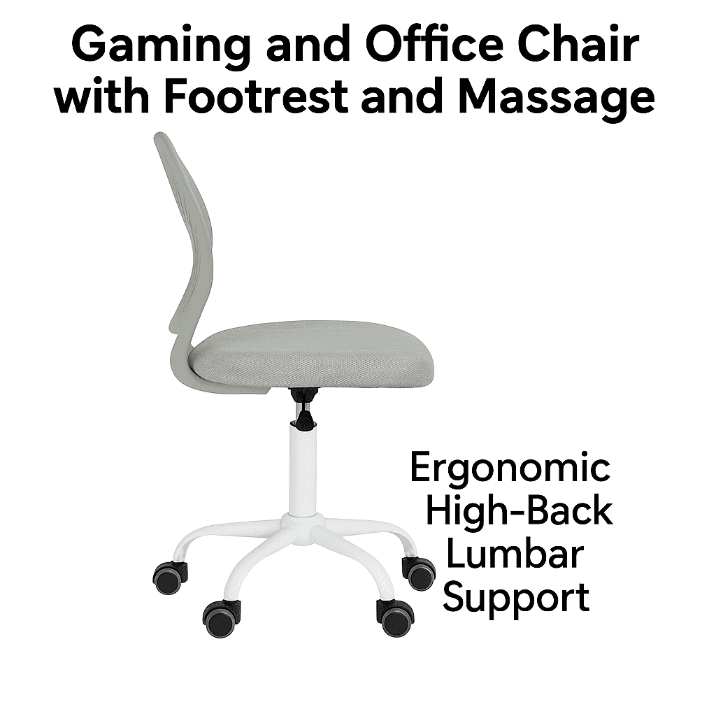 Homy Casa Adjustable Video Game Chair Swivel Computer Chair for Gaming, Study Home Office, Gray
