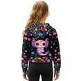 thumbnail image 2 of Xixirimido Axolotl Colorful Daisy Pattern Girls Half Zip Sweatshirt Long Sleeve Pullover Crop Tops Kids Lightweight Hoodie Fashion Winter Clothes, Size 11-12, 2 of 7