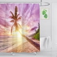 thumbnail image 2 of 3D Ocean Beach Shower Curtain Wet Room Tropical Teal Sea Scenery Shower Curtains Bathroom Blue Outdoor Palm Leaves Bath Curtain Mould Proof Resistant Washable 180 x 180 cm Waterproof, 2 of 11