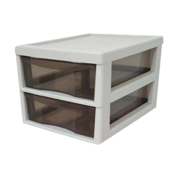 Estante organizador con cajón de almacenamiento, estuche para cosméticos de múltiples capas, caja de almacenamiento multifuncional para oficina, maqui 2 capas