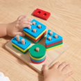 thumbnail image 1 of Juguetes de madera para niños juguetes Montessori para desarrollar la inteligencia apilamiento rompecabezas de madera 3D juguetes educativos para niños regalo de Año Nuevo, 1 of 5