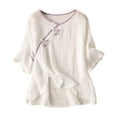 thumbnail image 2 of White Plus Size Shirt for Women, Cotton Plus Size Womens Shirts, Short Sleeve Plus Size Tshirts for Women, Womens Shirts Dressy Casual, Embroidery Embroidery Women'S Plus Size Tops, 2 of 8