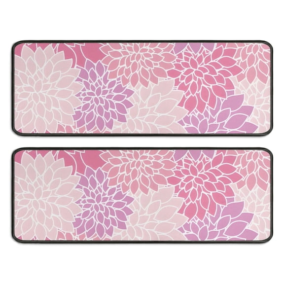 Kitchen Rugs Sets Of 2,Pink Floral and Petal Pattern Anti Fatigue Kitchen Mat Rugs Non Slip Washable,Decorative Kitchen Floor Mats for Kitchen,Sink,Laundry,17"x47" 17"x47"