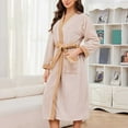 thumbnail image 2 of Htigea Women's Warm Bathrobe Fleece Belted Kimono Robe for Shower Spa Comfy Nightgown Casual Homewear with Pockets Khaki,S, 2 of 8