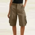thumbnail image 2 of Vibrex Womens Shorts Solid Color Stretched Waist Versatile Casual Pants Women's Cargo Shorts Comfy Loose Shorts Knee Length Shorts for Summer Casual, 2 of 7