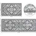 thumbnail image 3 of Kitchen Anti Fatigue Mat Set of 2 Non Skid Waterproof Kitchen Floor Mat Vintage Cushioned Comfort Standing Desk Office Mat Runner for Kitchen Sink Laundry, 17"x47"+17"x28", Brown, 3 of 6