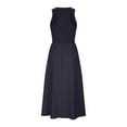 thumbnail image 4 of Giftesty Summer Dresses for Women Fashion Sexy Solid Sleeveless Round Neck Pleated Dresses Mid-Calf Dress Long Dress, 4 of 5