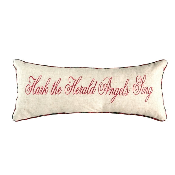 Hark The Herald Embroidered Small Petite Throw Pillow, 10" x 24"