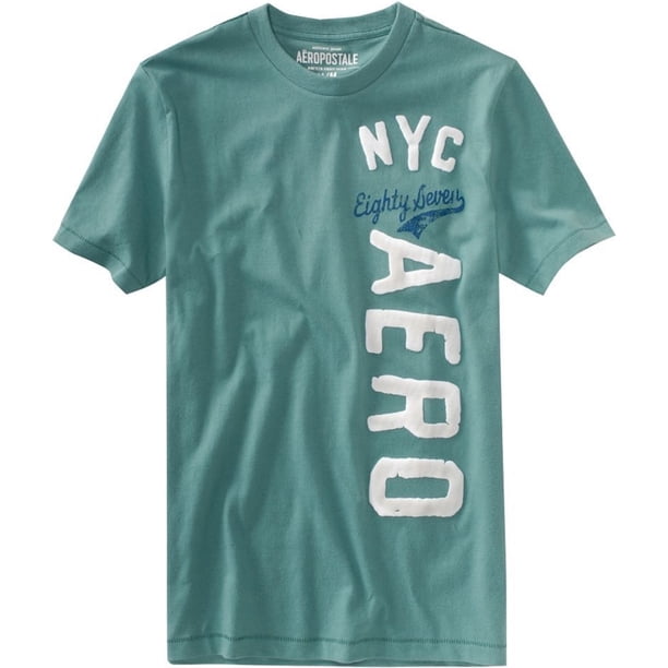 Aeropostale Nyc Graphic playera para hombre, verde, XS
