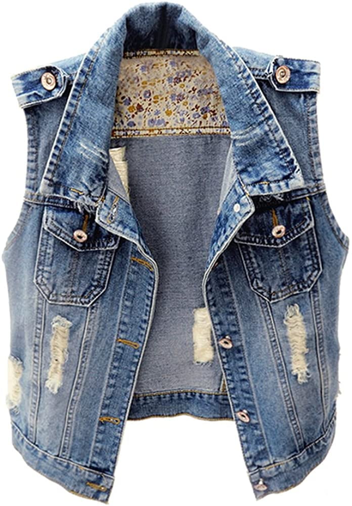 KEDERA Womens Denim Jean Vest Classic 