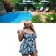 thumbnail image 5 of Trajes de baño de talla grande para mujer Trajes de baño tankini de 2 piezas con estampado floral y pantalones cortos para nadar Fiestas en la playa Flor azul y blanca 3XL, Longitud del pantalón: 34, 5 of 8