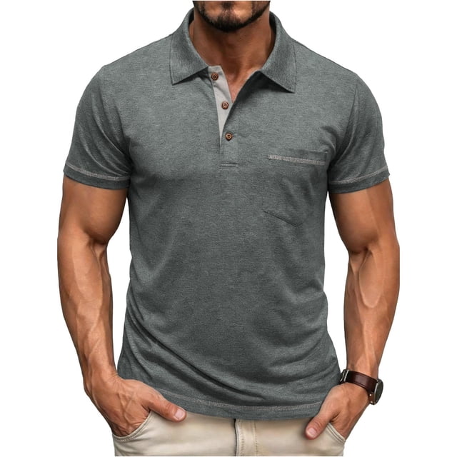 StSilkitty Men's Short Sleeve Golf Shirts Solid Color Casual Collared Tee Shirt Summer Beach Vacation Tops