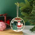 thumbnail image 4 of Mini 3.94" Round Wooden Hollow Christmas Ornaments Tree Decoration, Rustic Merry Christmas Hanging Ornament Wooden Hollow Blessed Words Winter Tree Wreath Decor for Farmhouse, Xmas Gift, 4 of 6