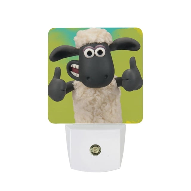 Shaun, el Cordero Luz nocturna LED con sensor de anochecer a amanecer para dormitorio, baño, pasillo, escaleras - Lámpara LED nocturna de enchufe, 0.5W - 1 pieza