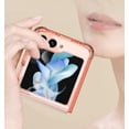 thumbnail image 4 of Kickstand Case for Samsung Galaxy Z Flip 5 with Ring Holder and Hinge Protector, Clear Protective Case for Galaxy Z Flip 5 Airbag Corners, Woman Shockproof Case for Z Flip 5 (Orange), 4 of 13